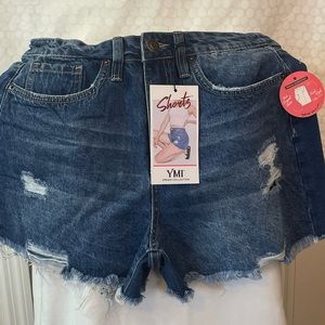 🦋 YMI- Dark Blue Jean Frayed Shorts🦋